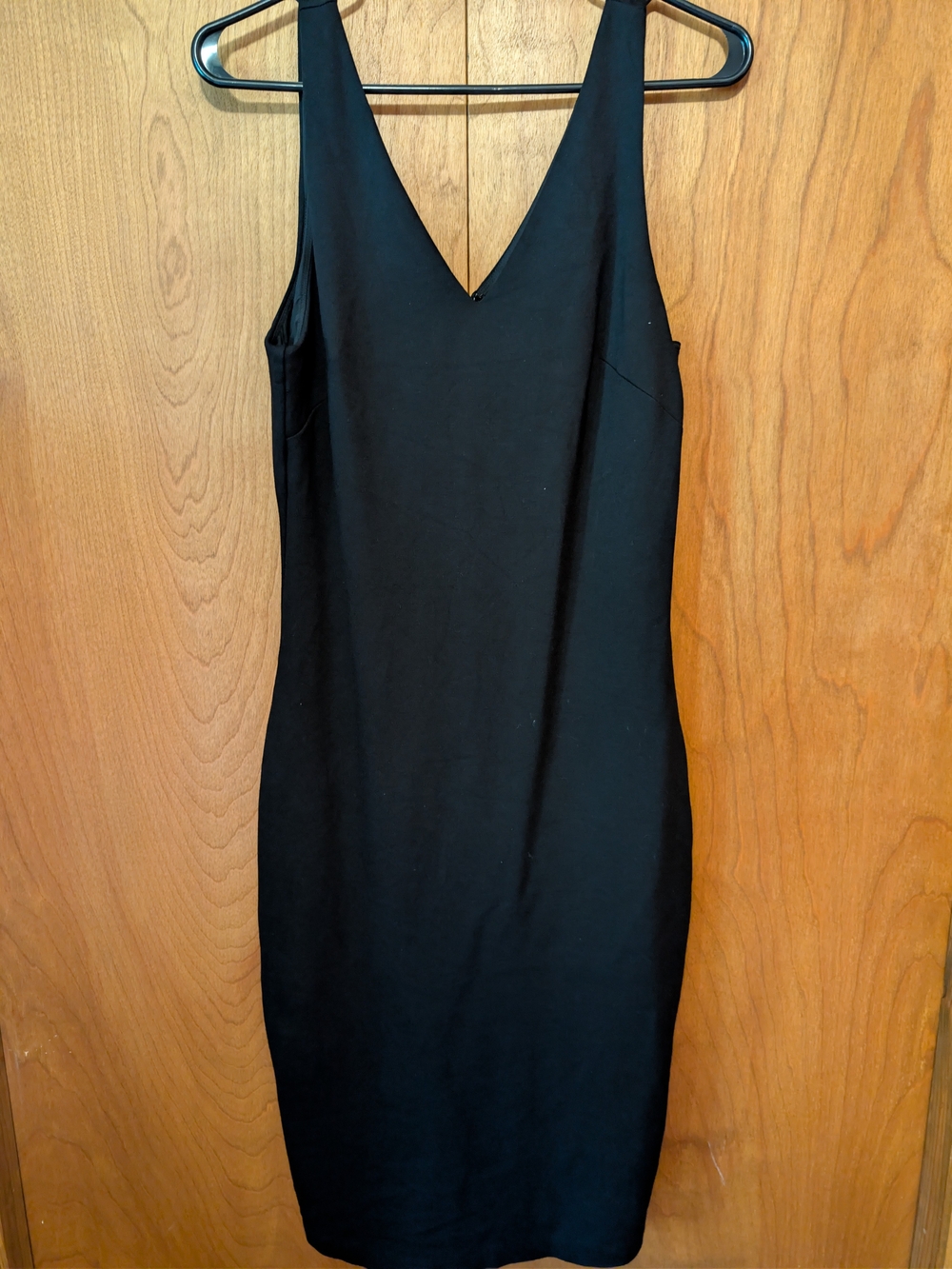 White House Black Market Black V-Neck Midi Sheath Dress